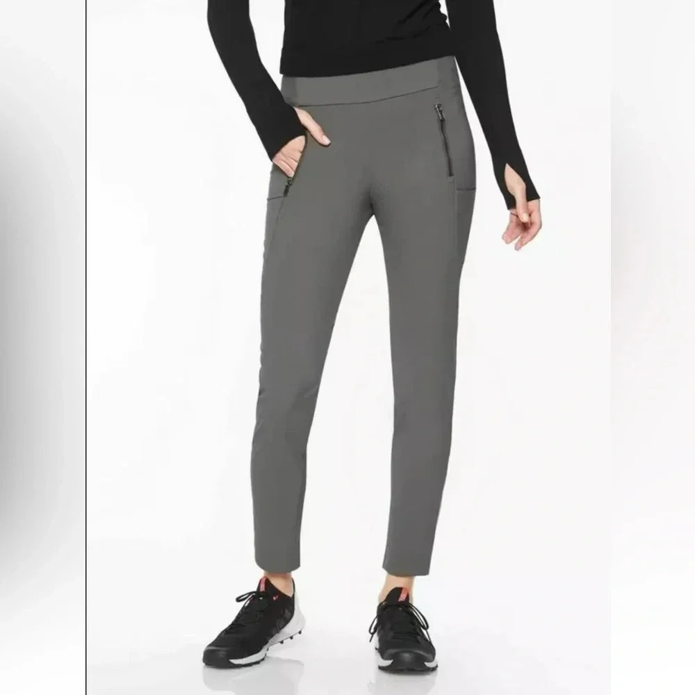 Athleta Highline Hybrid Hike Tight Pull-On Gray Pants Zipper Pockets Size 2